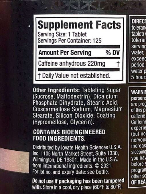 قرص‌ کافئین 100% پلاتینیوم 220 میلی گرم ماسل تک (125 عددی) | MuscleTech 100% Platinum Caffeine Pill - Image 2