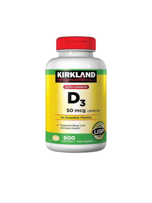 کپسول‌ ویتامین D3 کرکلند سیگنچر اکسترا ۲۰۰۰ واحد (۶۰۰ عددی) | Kirkland Signature Extra Strength D3 50 mcg